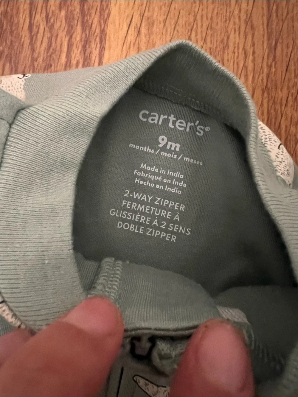 Carter’s Baby 9M Puppy Dog Print Footed Sleeper 2-Way Zip NWT Sage Green